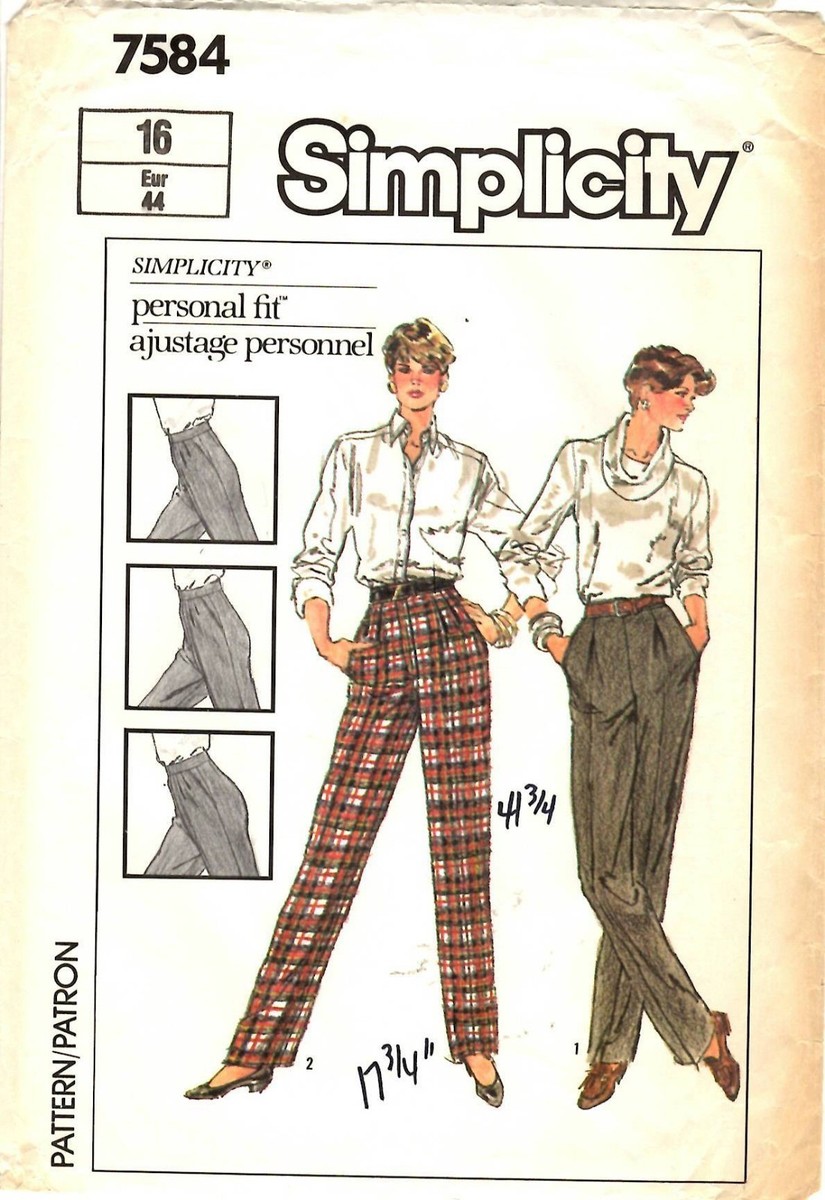 Simplicity Sewing Pattern Women's PANTS 7584 Size 16 Waist