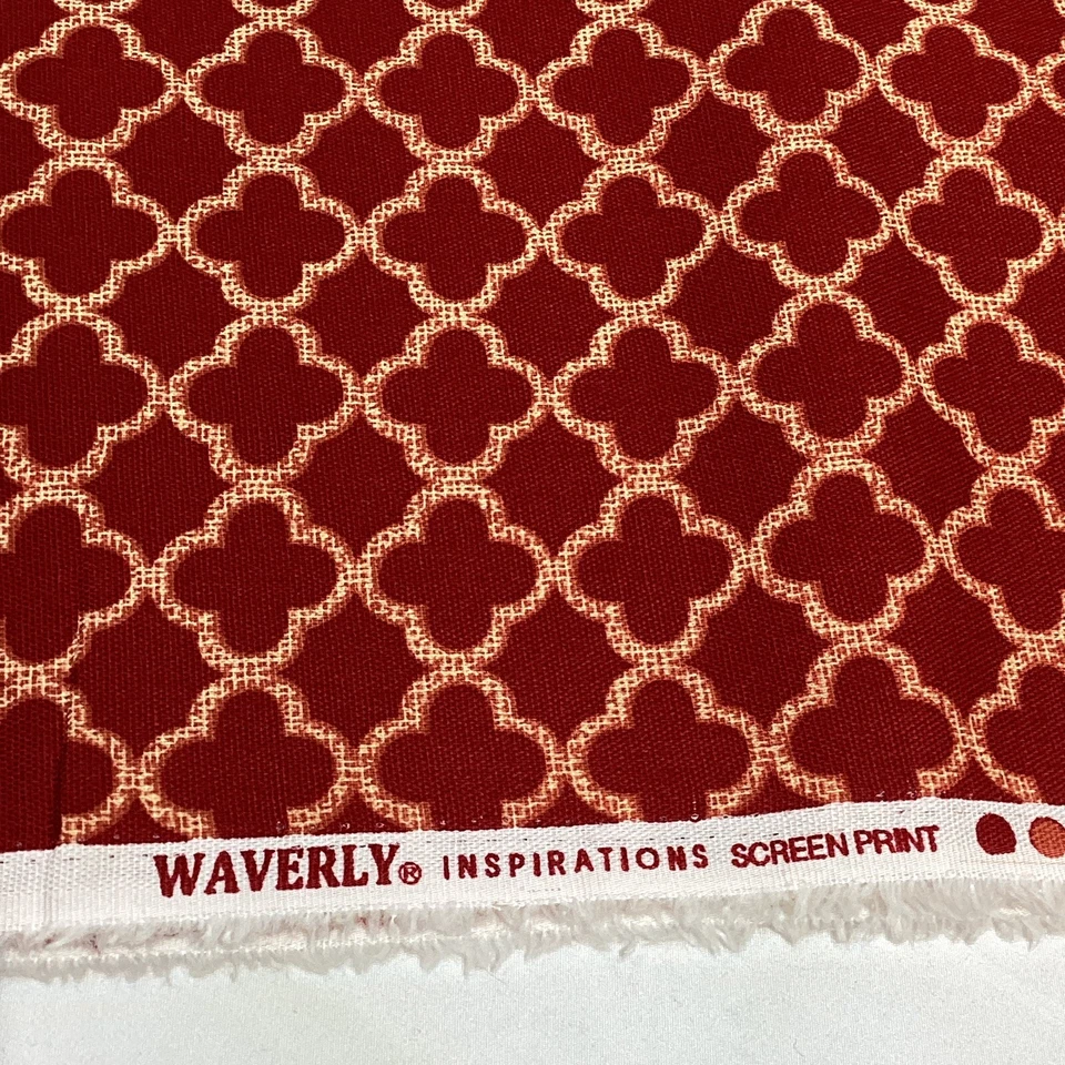 Waverly Inspirations Fabric Ruby Medallion Arabesque Cotton Print 44x 3.25 Yds - Image 2 of 4