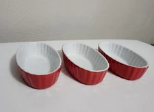Mini Red Oval Casserole Relish Dishes by Housewares International Set of 3