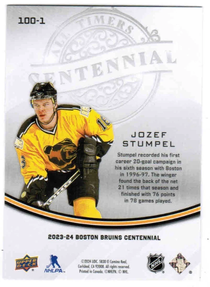 23/24 2023 UPPER DECK BOSTON BRUINS CENTENNIAL ALL-TIMERS CARDS 100- U-Pick List - Image 2 of 2