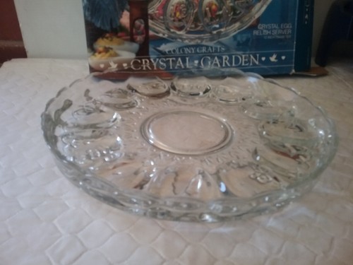 Devilled Egg Platter Colony Crafts "CRYSTAL GARDEN" #4501 in Box USA - Picture 4 of 4