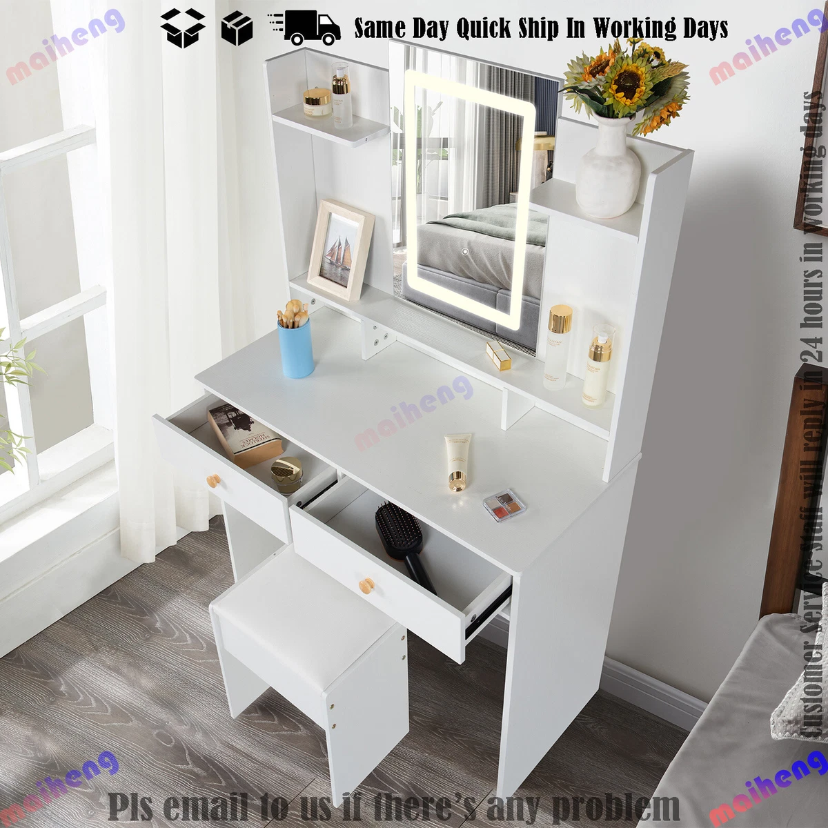 Lighted vanity mirror for desk deals