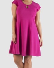 24seven Comfort Apparel Womens Pink Keyhole Neck Dress Plus Size 2X