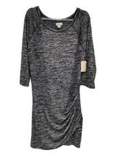 Belle & Sky Women Dress Heather Charcoal Size XL Sweater Side Ruched New NWT