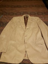 Circle S Suit Coat Western Blazer Tan Suede Cloth 46L