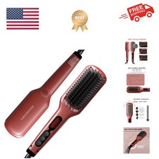Pro Ceramic Ionic Hair Straightener Brush – Fast 20s Heating, Auto-Off, Anti-...