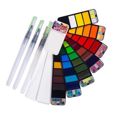 Watercolor Paint set   42 Assorted Colors with 3 Brushes   Perfect F