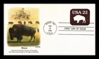 BISON FIRST DAY COVER USA 22 FEB 25 1985 COLLINS HAND COLORED