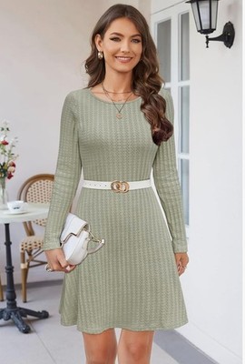 Damen Umstand Pullover Kleid Langarm Strick Schwangerschaft Babyparty Midi