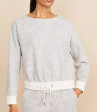 NEW LOU GREY TEXTURED DRAWSTRING SWEATSHIRT SZ L