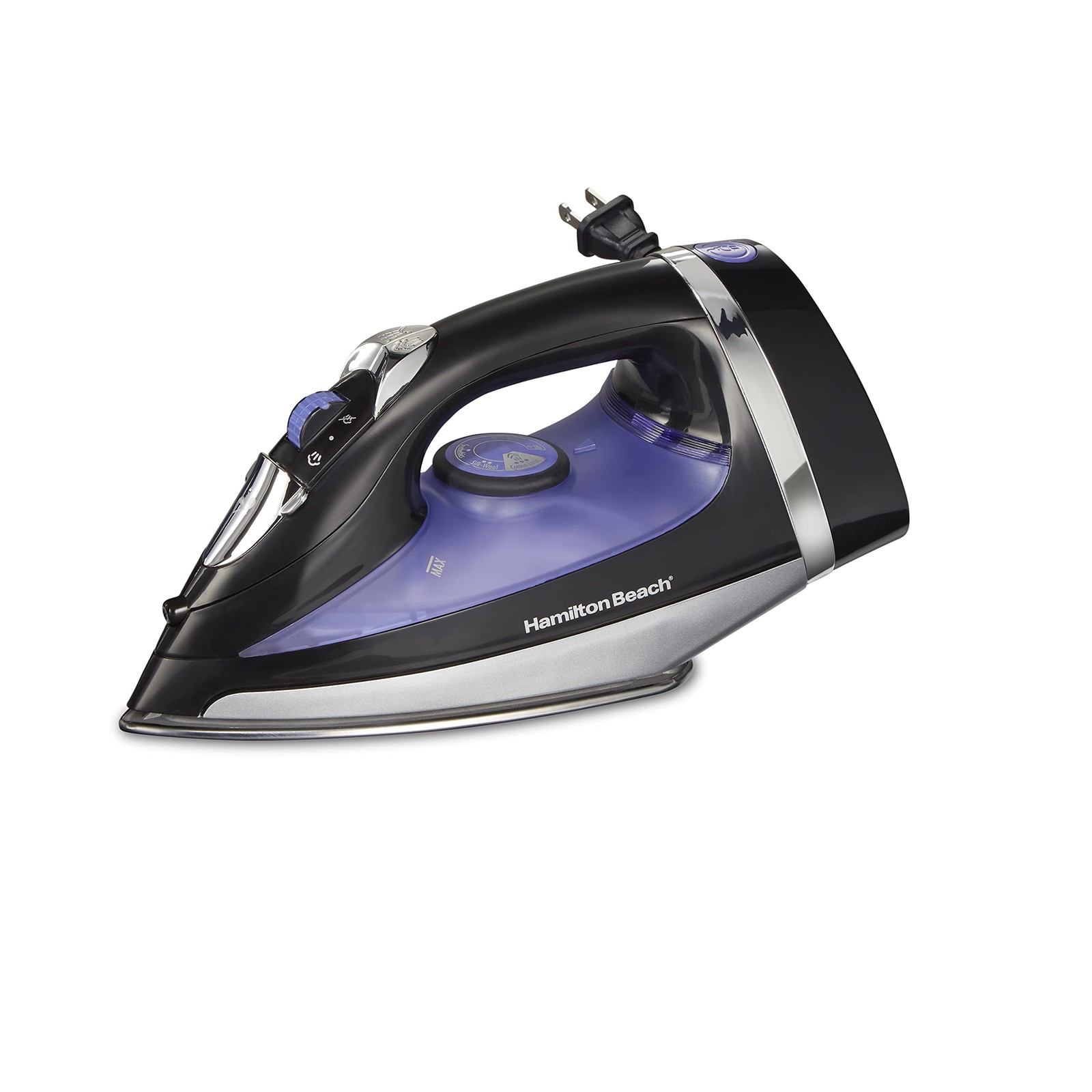 Hamilton Beach Steam Retractable Cord, Black with Stainless 
