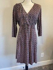 Peruvian Connection Margaux 3/4 Sleeve Knee Length Dress Large Boho Pima Modal