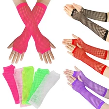 Fingerless Fishnet Gloves Arm Warmer Colorful Net Mesh Long Gloves DIY 1 Pairs ∂