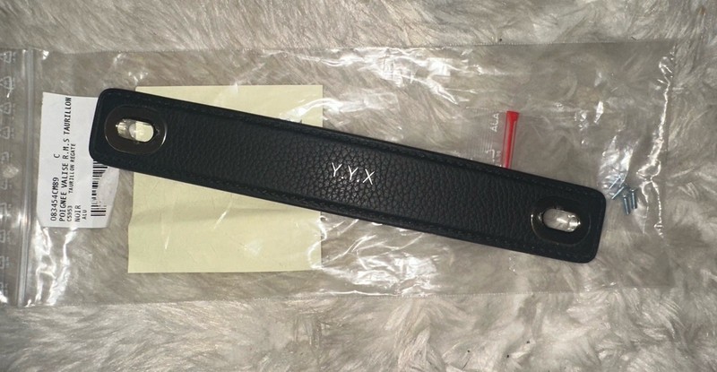 Black Leather Replacement Handle (For HERMÈS Suitcase ?) Initials “Y.Y.X.”