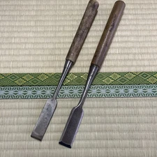 TUKI NOMI Japanese Long Flat Chisel #346 Lot of 2 Carpentry Sculpture Carved