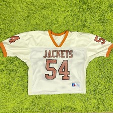 VINTAGE 54 Russell Jersey Mens XXL White Cropped Mesh Football Nylon USA 80s