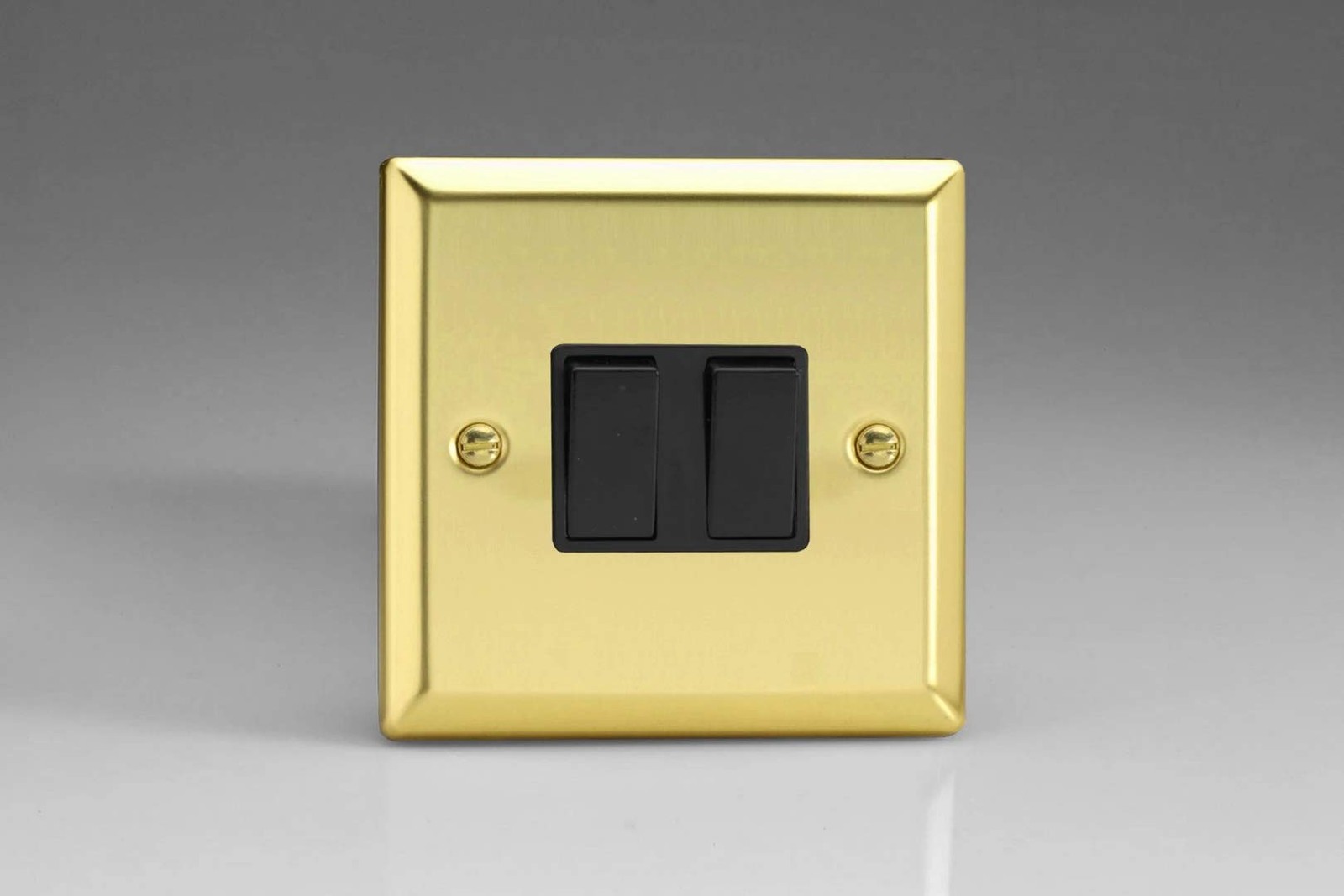 Varilight XV2B Rocker Switches 2-Gang Victorian Brass Black