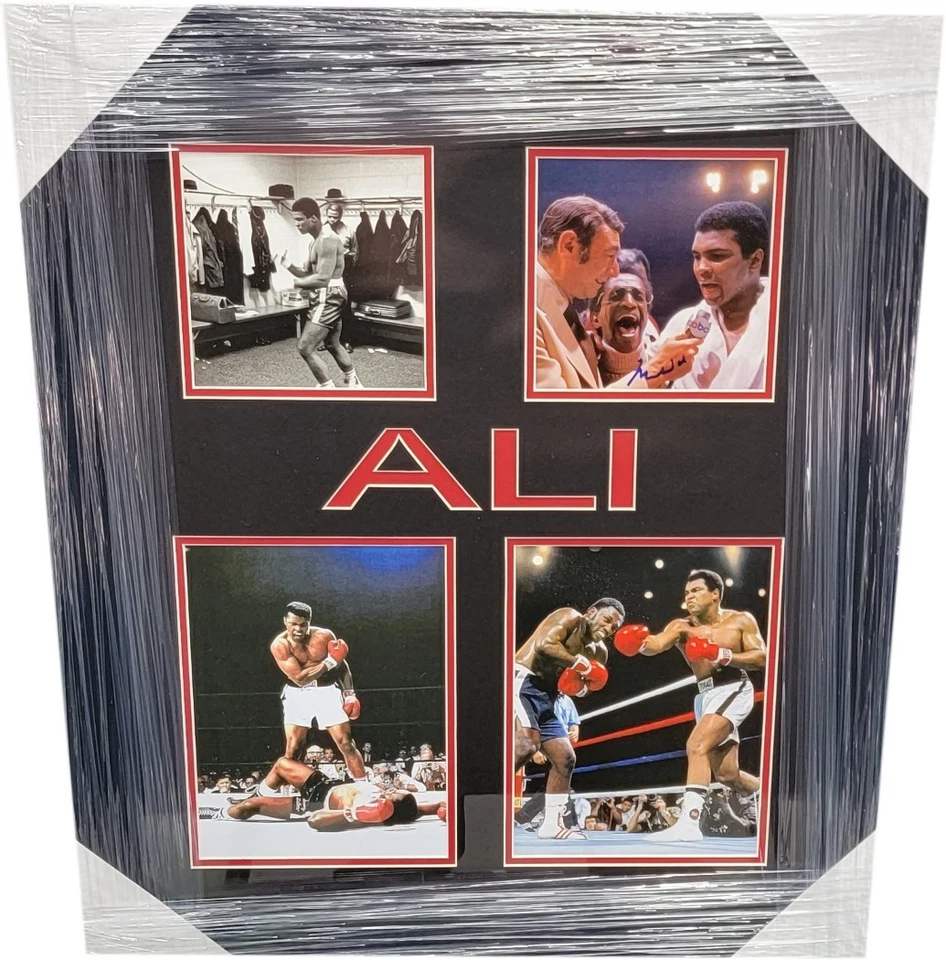 Foto autógrafa firmada a mano de Muhammad Ali 8x10 enmarcada con 3 8x10 JSA XX98579