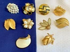 Vtg Trifari Single Earring Lot Baby Tooth Pearls Enamel Rhinestone Costume