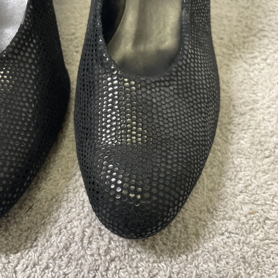 Женские туфли-лодочки VANELi Dayle размер 8 М черные с электронным принтом мерцающие металлик в горошек нарядные каблуки - Изображение 4 из 4