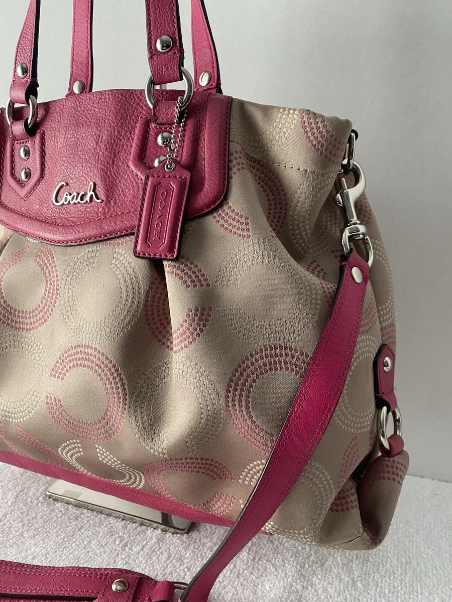 Coach Ashley F20049 Dotted Op Art Satchel Shoulder Bag Beige Hot