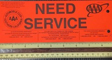 AAA Southern California "Need Service" Car Sign | Automotive | Safety |  Orange