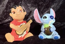 Disney Lilo & Stitch Salt & Pepper Shaker Set Lilo w/ Ukulele + Stitch - Damage