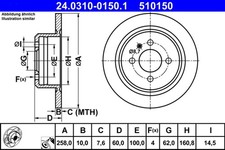 2x Bremsscheibe PowerDisc ATE 24.0310-0150.1 für BMW E30 3er Touring 316 318 320