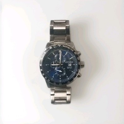 Citizen Eco-Drive Quartz Chronograph Tachymeter WR100 100m Blue Dial Bracelet