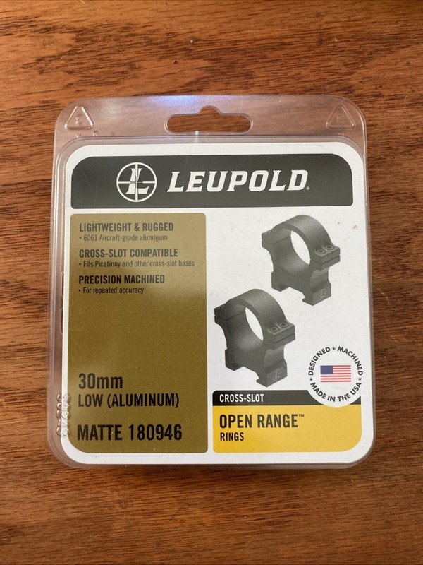 Leupold 0pen Range 30 mm Low Scope Rings - Matte Black (180946)