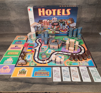 Vintage Rare HOTELS BOARD GAME 1987 Milton Bradley-Just Missing Instructions