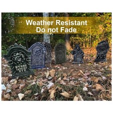 Weather-Resistant Halloween Tombstone Set - 6 Pack