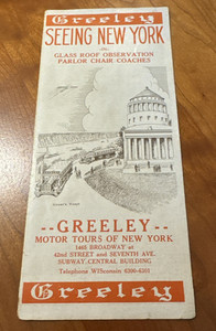 FREE SHIP! Greeley Seeing New York Motor Tours VINTAGE 1920s?
