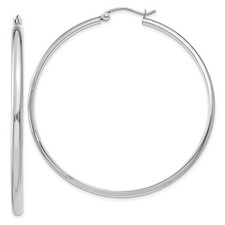 14k White Gold 2.75x50mm Polished Tube Hoop Earrings Gift For Girl