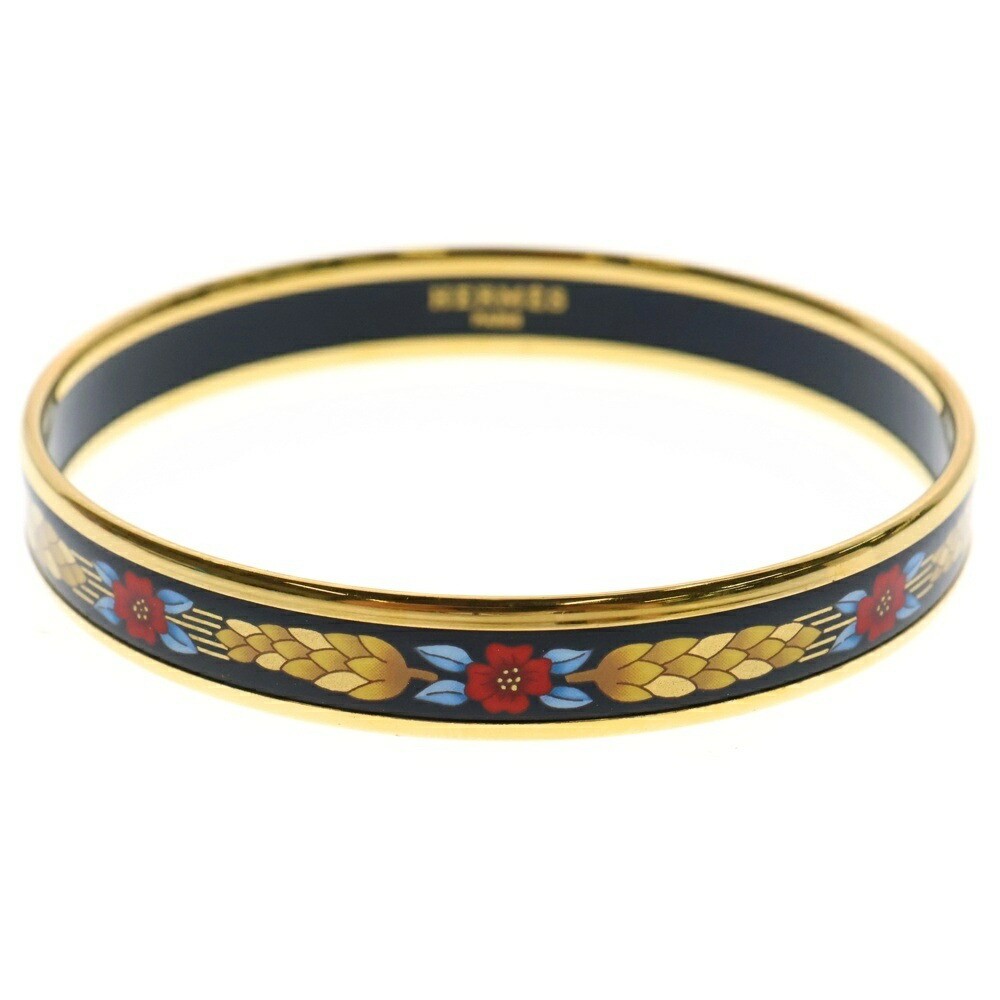 Hermes Enamel Bangle Bracelet in Gold Black Multicolor Pre-Owned
