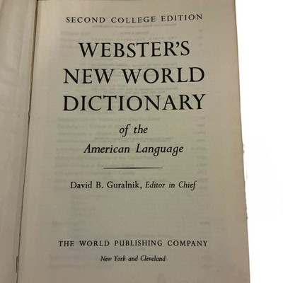 Webster's New World Dictionary American Language Second College Edition