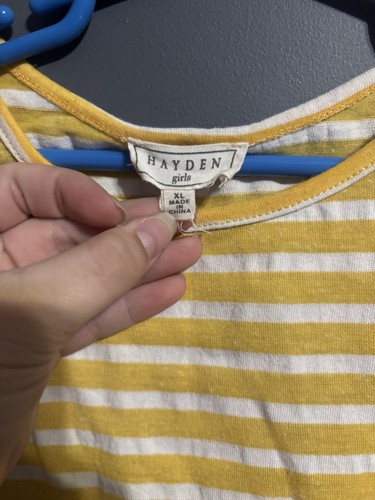 Hayden Girls Short Sleeve Ruffle Sleeve Striped Tee Size XL - Picture 3 of 5