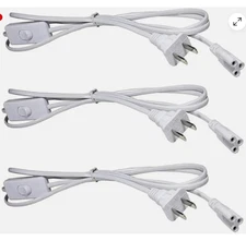 3PCS 6FT POWER CABLE With Switch For T8 T5 Integrated LED Tube Light Replacement