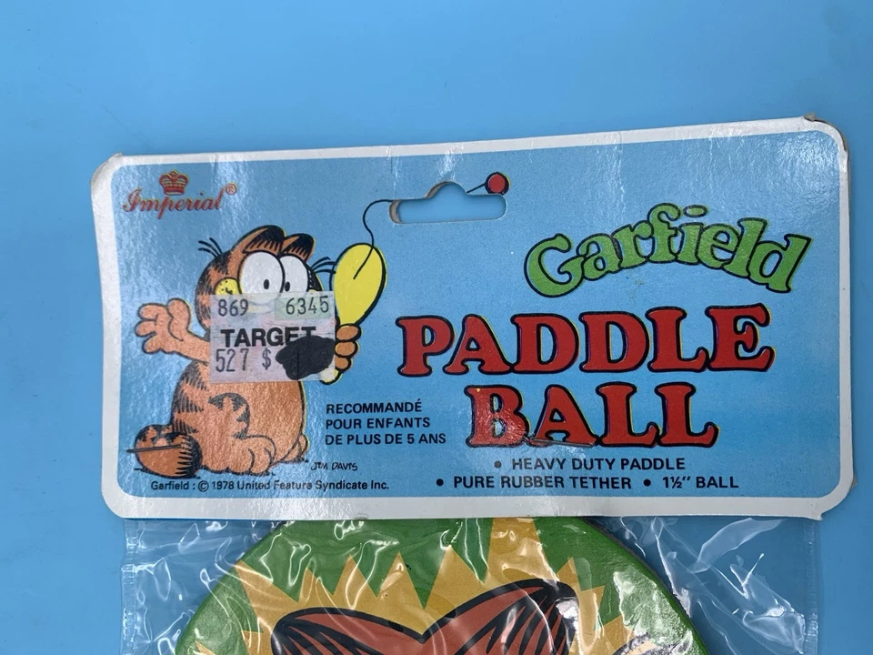 Imperial Garfield Wood Paddle Ball Game Toy 1987 United Feature Syndicate. read - Image 2 of 4