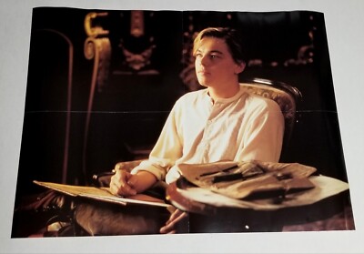 1997 Titanic Movie Scene Poster 19x26 Leonardo DiCaprio Drawing Winslet vtg RARE