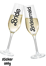 Wedding Vinyl Rose Gold Sticker for Wine Flute Bridesmaid Glass Bride Name