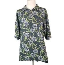 Byron Nelson eleven straight polo shirt men's XL extra large blue floral silk