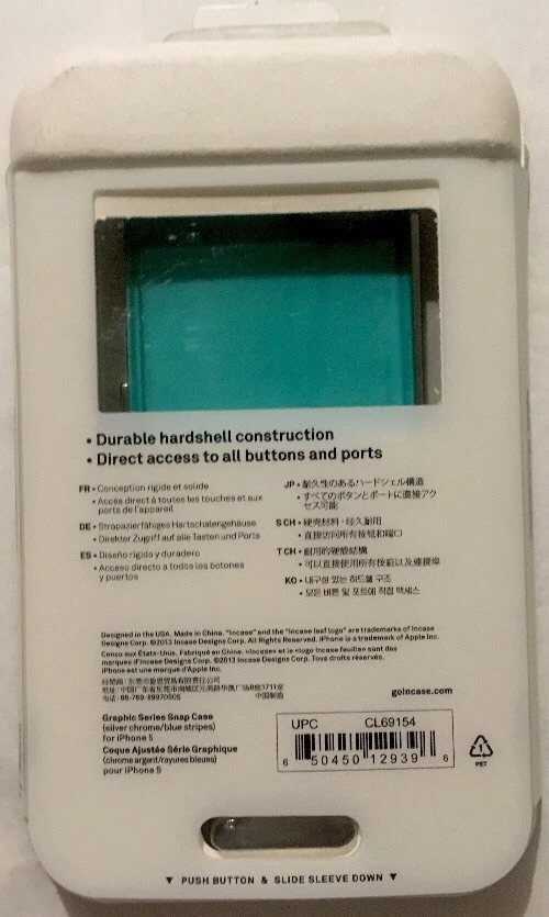 Incase Graphic Snap Case -Silver Chrome/Blue Stripes for iPhone SE/5s/5 CL69154 - Image 2 of 2