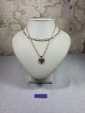 Gold Alphabet Letter I Initial Heart Necklace Set Layered Costume Jewelry SEP472