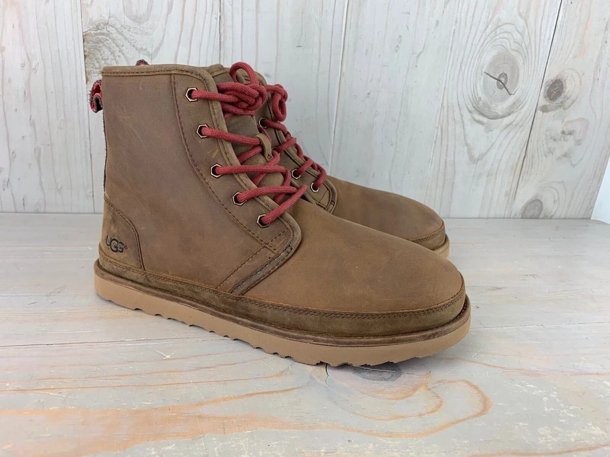 UGG HARKLEY 1017238 WATERPROOF LACE UP GRIZZLY LEATHER BOOTS MENS