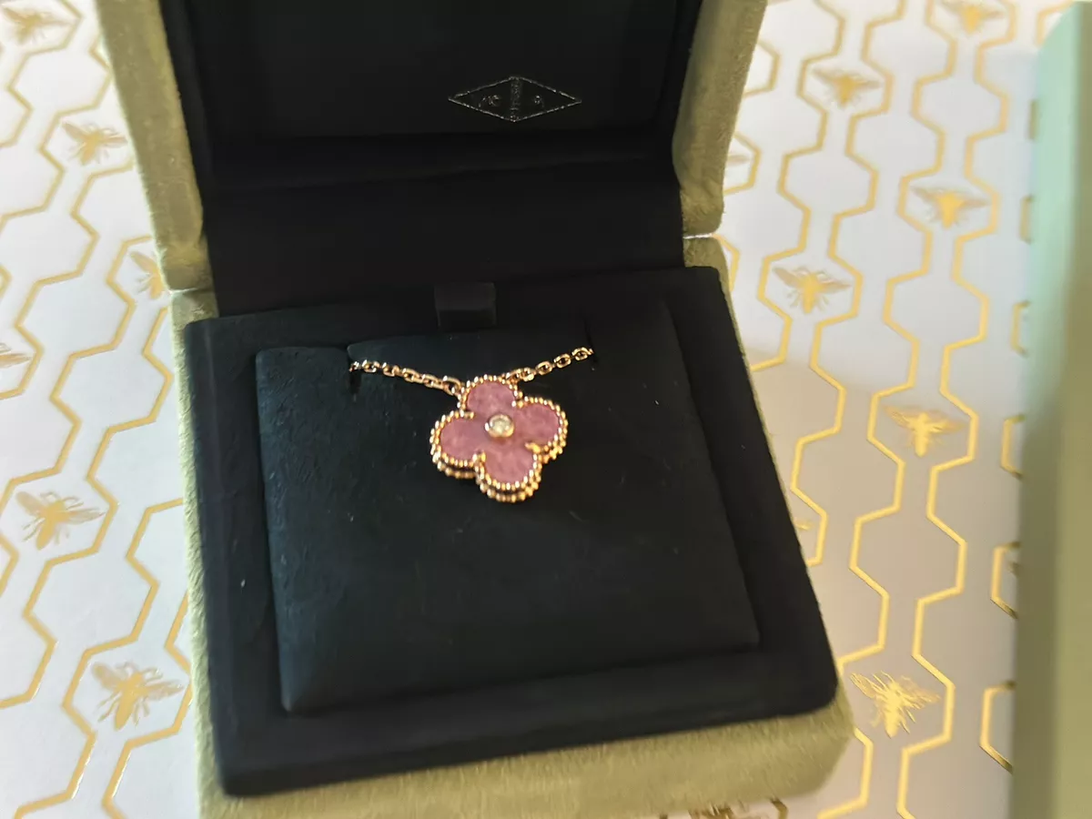 Van Cleef & Arpels Vintage Alhambra 1P Diamond Necklace 18K Pink Rose Gold