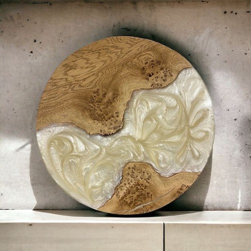 White Epoxy End Table Top, Resin Coffee Side Table Top, Sofa Corner Table Decor - Picture 2 of 3