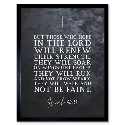 #ad Isaiah 40:31 Those Who Hope In Lord Will Renew Strength Bible Print Framed 12x16 $34.99