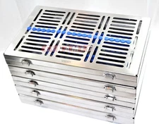 GERMAN 5 DENTAL SURGICAL AUTOCLAVE STERILIZATION CASSETTES FOR 20 INSTRUMENTS