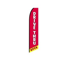 Drive Thru Open Swooper Flutter Feather Flag  3ft W x 11.5ft Tall
